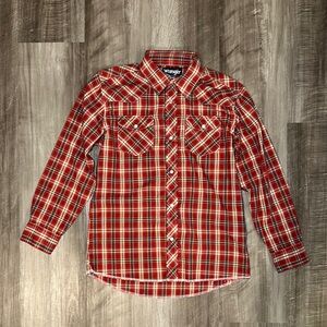 Wrangler Western Plaid Long Sleeve Pearl Snap - Large (10/12)
